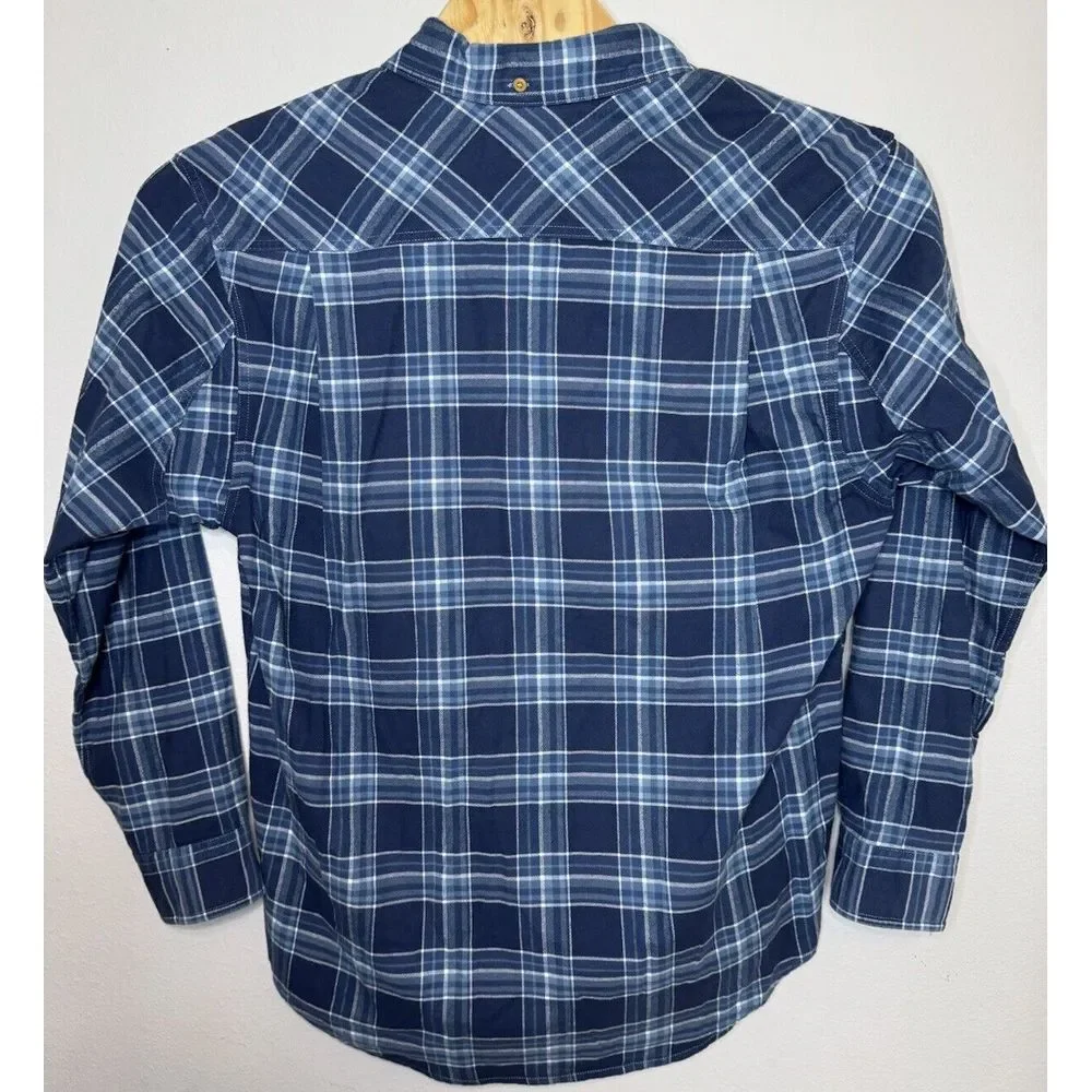 Duluth Trading Co Mens Flannel Shirt Long Sleeve Button Lightweight Blue Medium - Picture 4 of 4
